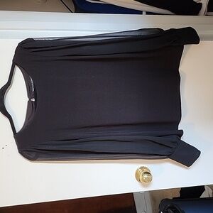 WHBM Black Jersey w/Sheer Sleeves